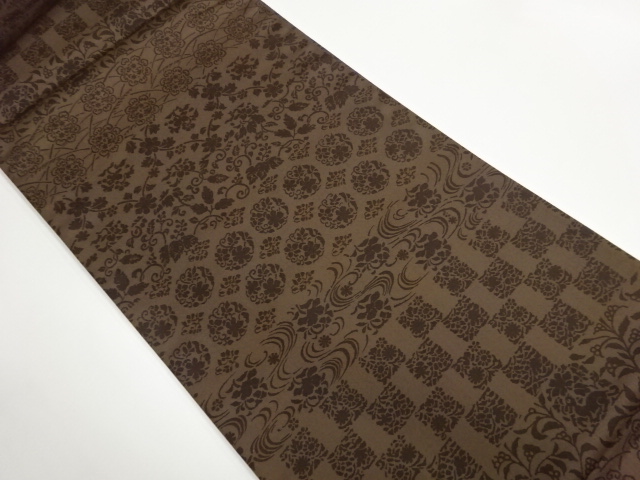 JAPANESE FUKURO OBI / REVERSIBLE / FLOWER ARABESQUE